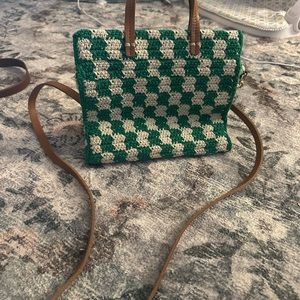 Clare V Checkered Woven Bag